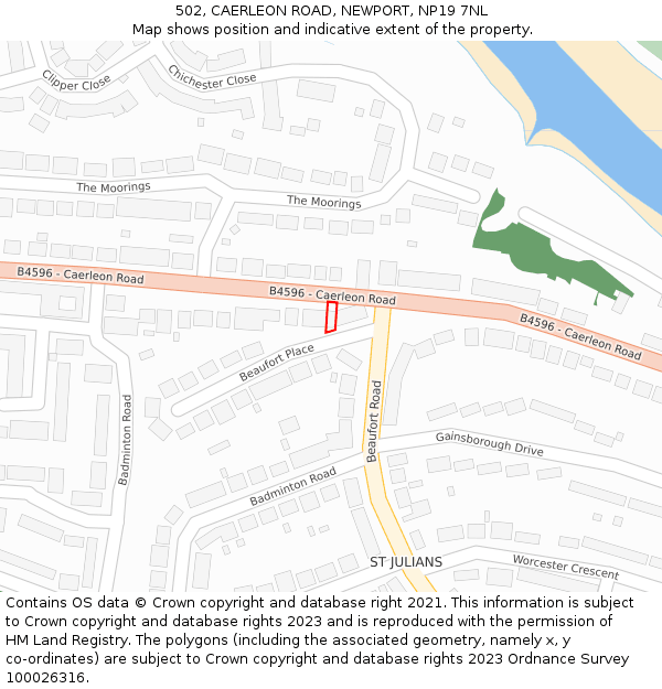 502, CAERLEON ROAD, NEWPORT, NP19 7NL: Location map and indicative extent of plot