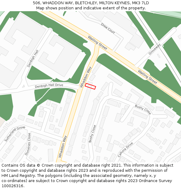 506, WHADDON WAY, BLETCHLEY, MILTON KEYNES, MK3 7LD: Location map and indicative extent of plot