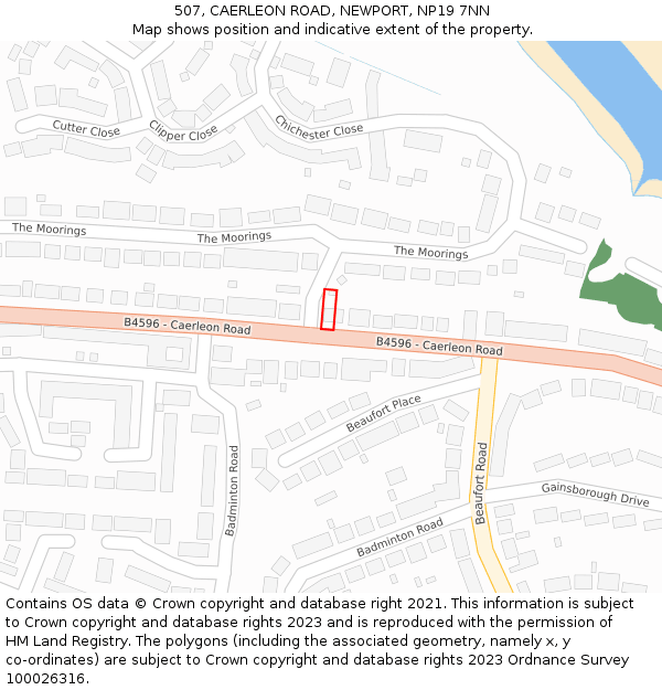 507, CAERLEON ROAD, NEWPORT, NP19 7NN: Location map and indicative extent of plot