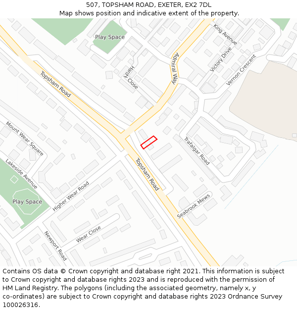 507, TOPSHAM ROAD, EXETER, EX2 7DL: Location map and indicative extent of plot