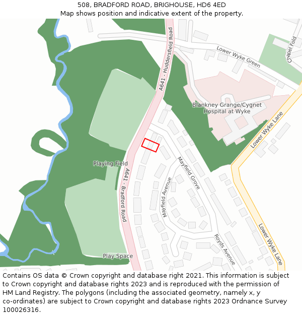 508, BRADFORD ROAD, BRIGHOUSE, HD6 4ED: Location map and indicative extent of plot