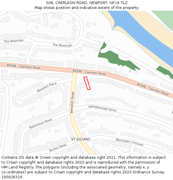 508, CAERLEON ROAD, NEWPORT, NP19 7LZ: Location map and indicative extent of plot