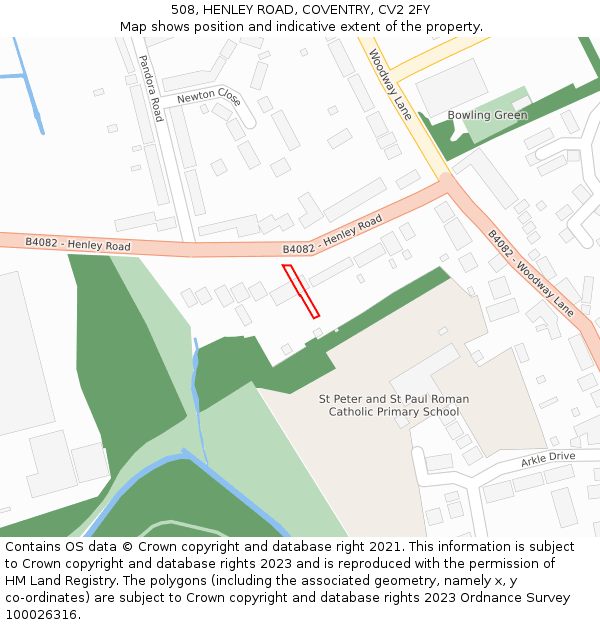 508, HENLEY ROAD, COVENTRY, CV2 2FY: Location map and indicative extent of plot
