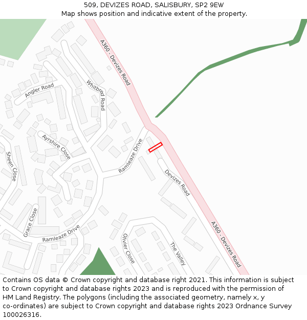 509, DEVIZES ROAD, SALISBURY, SP2 9EW: Location map and indicative extent of plot