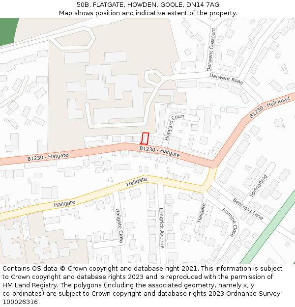 50B, FLATGATE, HOWDEN, GOOLE, DN14 7AG: Location map and indicative extent of plot