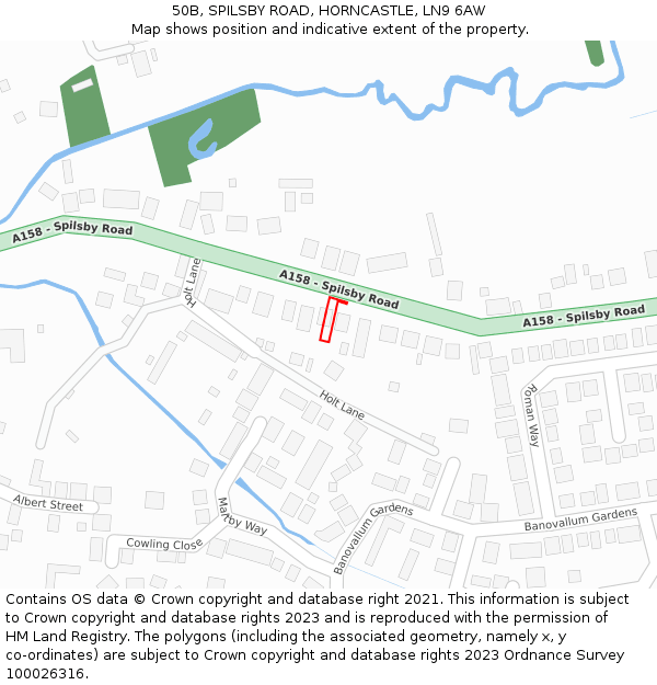 50B, SPILSBY ROAD, HORNCASTLE, LN9 6AW: Location map and indicative extent of plot