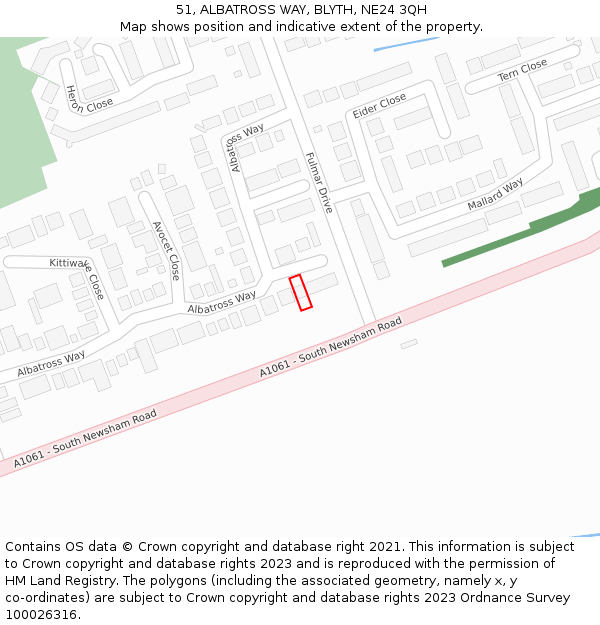 51, ALBATROSS WAY, BLYTH, NE24 3QH: Location map and indicative extent of plot