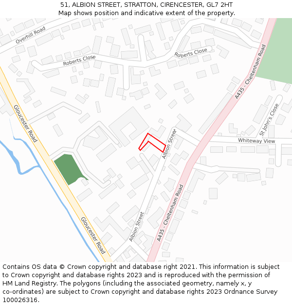 51, ALBION STREET, STRATTON, CIRENCESTER, GL7 2HT: Location map and indicative extent of plot