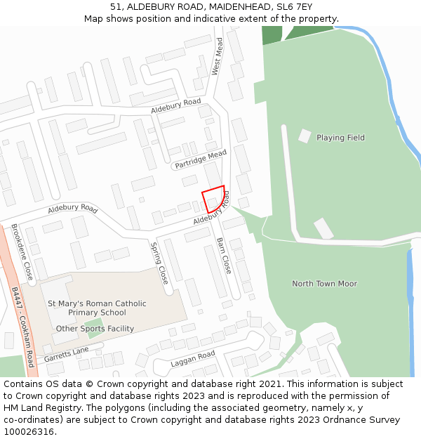 51, ALDEBURY ROAD, MAIDENHEAD, SL6 7EY: Location map and indicative extent of plot