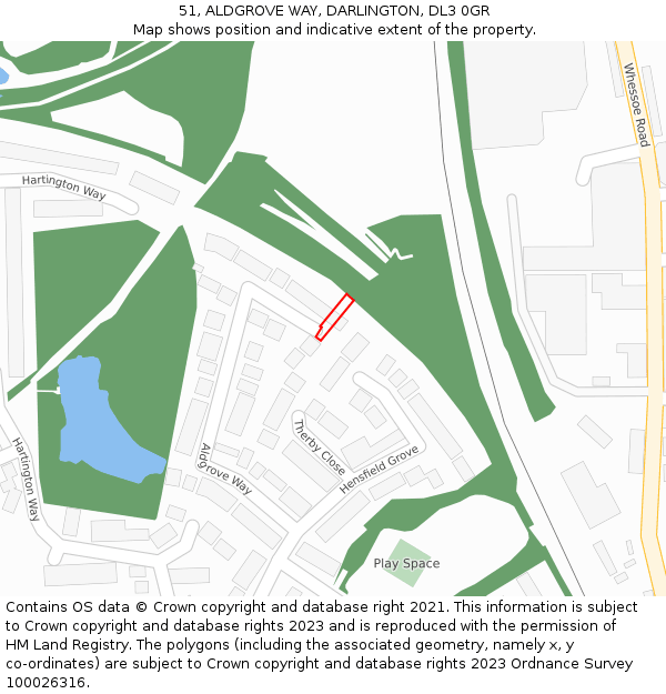 51, ALDGROVE WAY, DARLINGTON, DL3 0GR: Location map and indicative extent of plot
