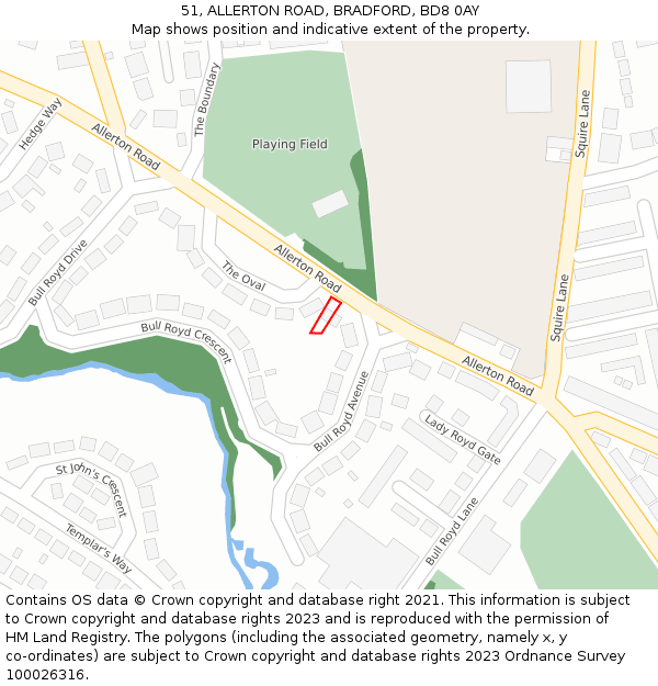 51, ALLERTON ROAD, BRADFORD, BD8 0AY: Location map and indicative extent of plot