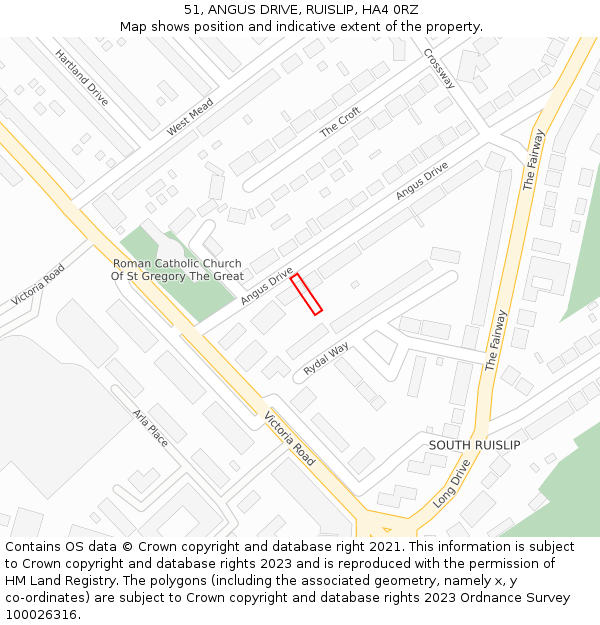 51, ANGUS DRIVE, RUISLIP, HA4 0RZ: Location map and indicative extent of plot