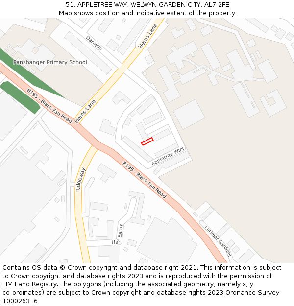 51, APPLETREE WAY, WELWYN GARDEN CITY, AL7 2FE: Location map and indicative extent of plot
