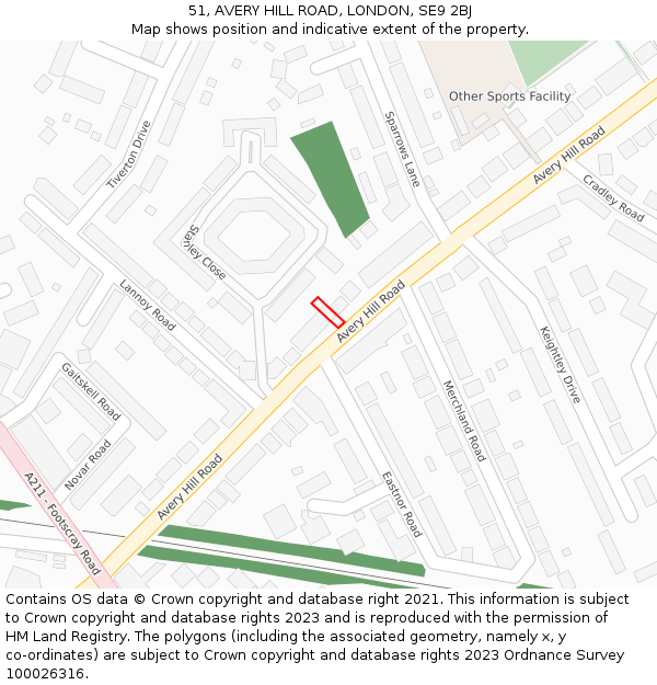 51, AVERY HILL ROAD, LONDON, SE9 2BJ: Location map and indicative extent of plot