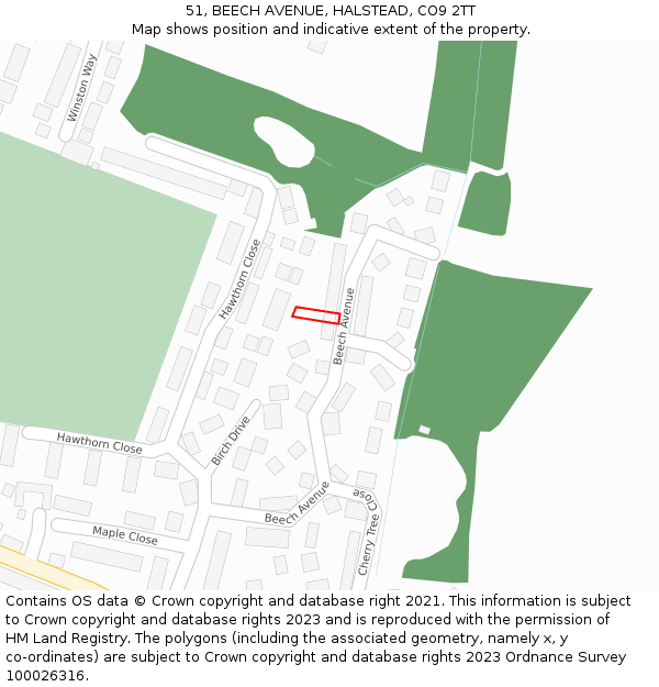 51, BEECH AVENUE, HALSTEAD, CO9 2TT: Location map and indicative extent of plot