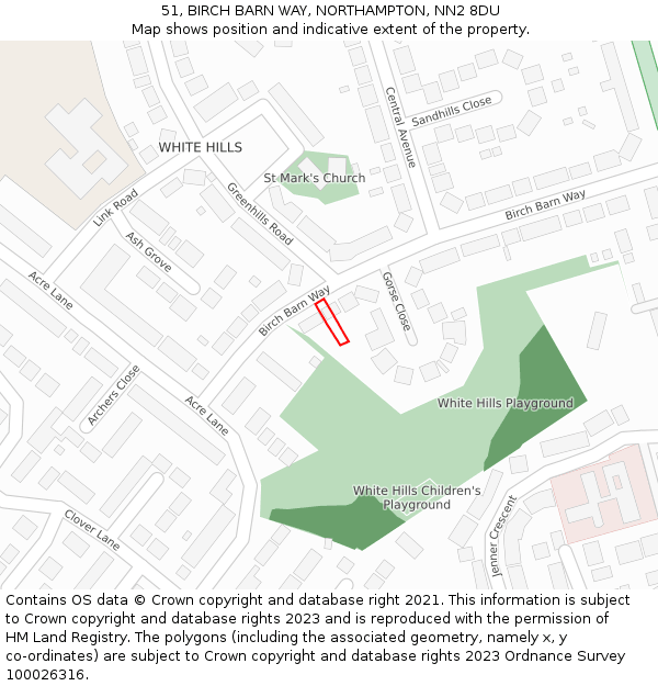 51, BIRCH BARN WAY, NORTHAMPTON, NN2 8DU: Location map and indicative extent of plot