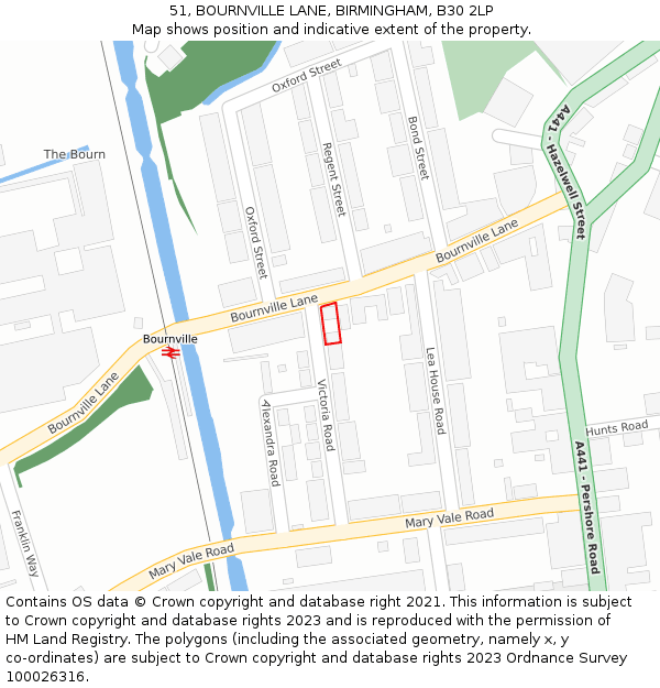 51, BOURNVILLE LANE, BIRMINGHAM, B30 2LP: Location map and indicative extent of plot