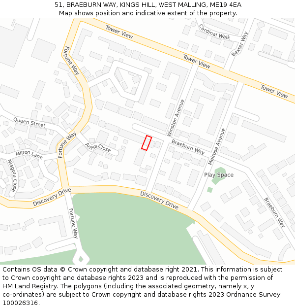 51, BRAEBURN WAY, KINGS HILL, WEST MALLING, ME19 4EA: Location map and indicative extent of plot