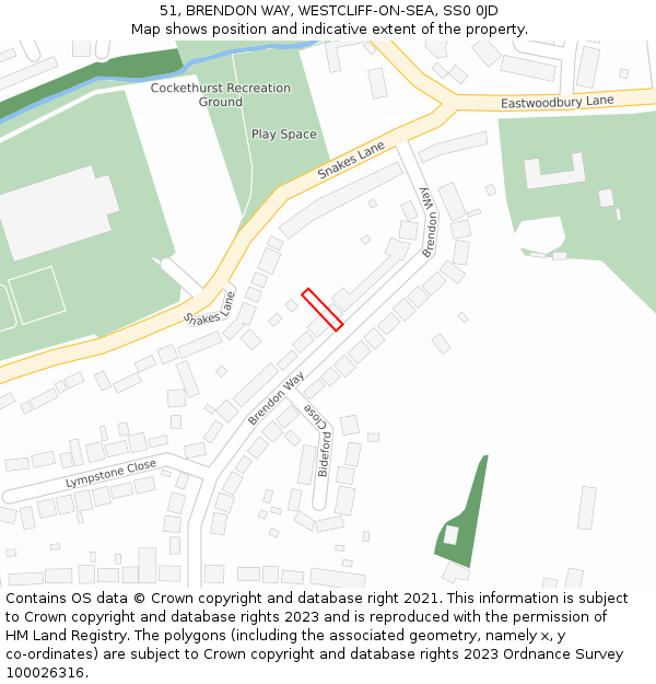 51, BRENDON WAY, WESTCLIFF-ON-SEA, SS0 0JD: Location map and indicative extent of plot