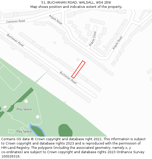 51, BUCHANAN ROAD, WALSALL, WS4 2EW: Location map and indicative extent of plot