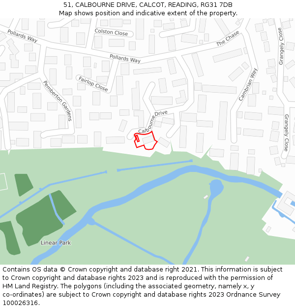 51, CALBOURNE DRIVE, CALCOT, READING, RG31 7DB: Location map and indicative extent of plot
