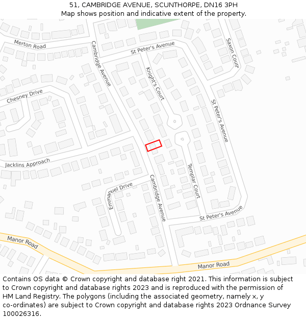 51, CAMBRIDGE AVENUE, SCUNTHORPE, DN16 3PH: Location map and indicative extent of plot
