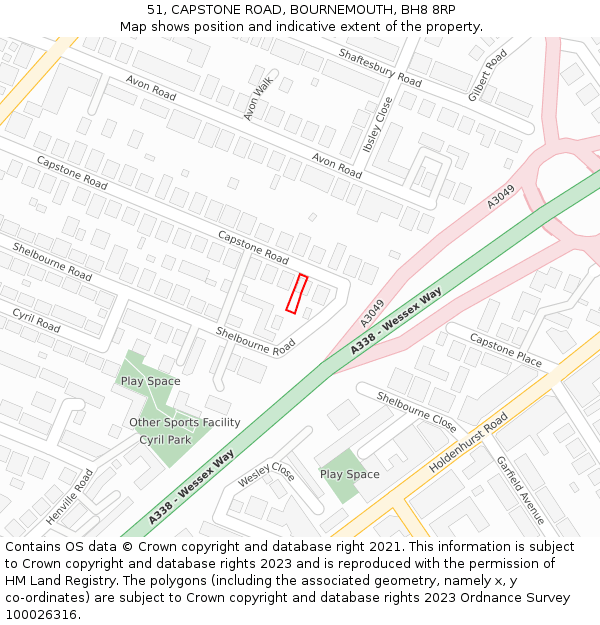 51, CAPSTONE ROAD, BOURNEMOUTH, BH8 8RP: Location map and indicative extent of plot