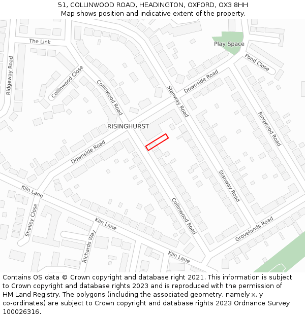 51, COLLINWOOD ROAD, HEADINGTON, OXFORD, OX3 8HH: Location map and indicative extent of plot