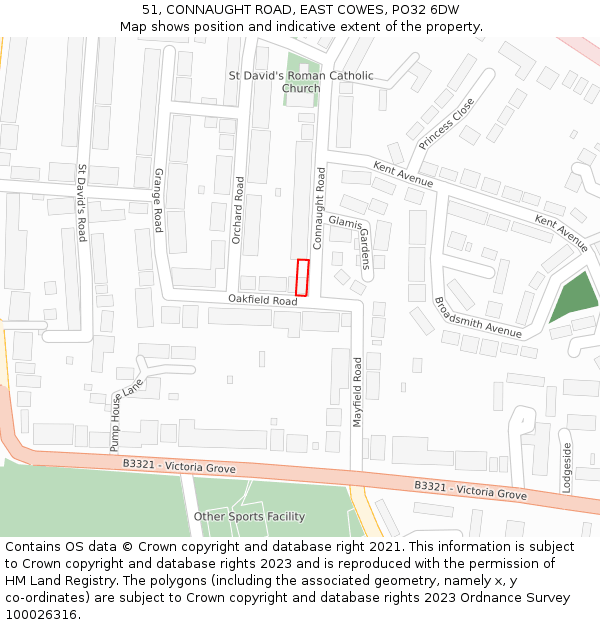 51, CONNAUGHT ROAD, EAST COWES, PO32 6DW: Location map and indicative extent of plot