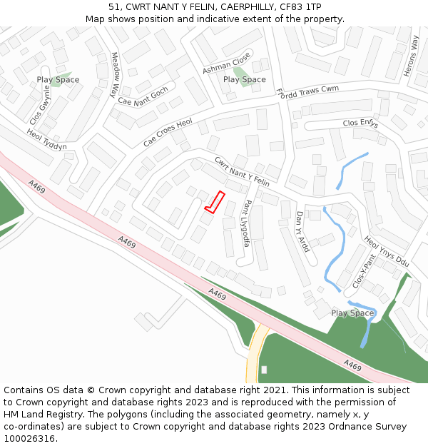 51, CWRT NANT Y FELIN, CAERPHILLY, CF83 1TP: Location map and indicative extent of plot
