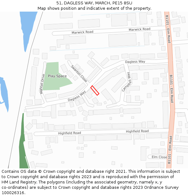 51, DAGLESS WAY, MARCH, PE15 8SU: Location map and indicative extent of plot