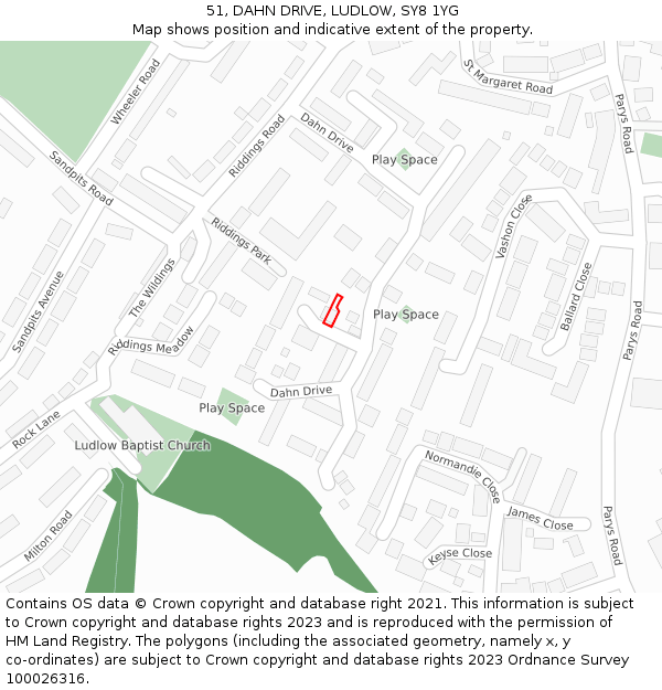 51, DAHN DRIVE, LUDLOW, SY8 1YG: Location map and indicative extent of plot