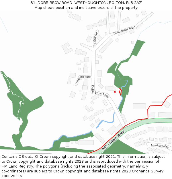 51, DOBB BROW ROAD, WESTHOUGHTON, BOLTON, BL5 2AZ: Location map and indicative extent of plot