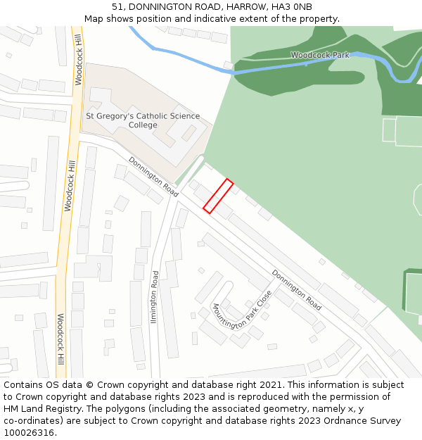 51, DONNINGTON ROAD, HARROW, HA3 0NB: Location map and indicative extent of plot