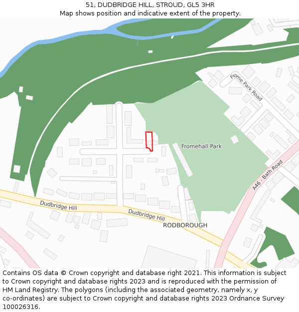 51, DUDBRIDGE HILL, STROUD, GL5 3HR: Location map and indicative extent of plot