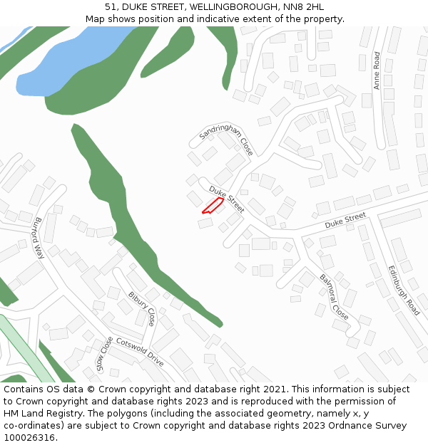 51, DUKE STREET, WELLINGBOROUGH, NN8 2HL: Location map and indicative extent of plot