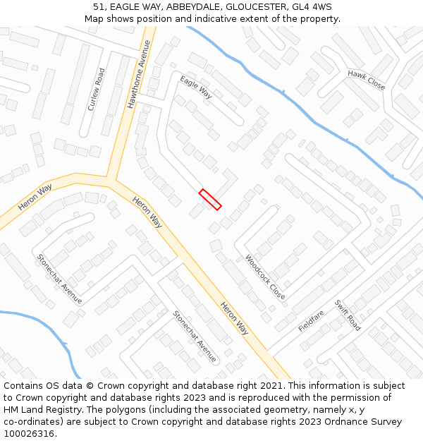 51, EAGLE WAY, ABBEYDALE, GLOUCESTER, GL4 4WS: Location map and indicative extent of plot