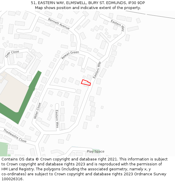 51, EASTERN WAY, ELMSWELL, BURY ST. EDMUNDS, IP30 9DP: Location map and indicative extent of plot