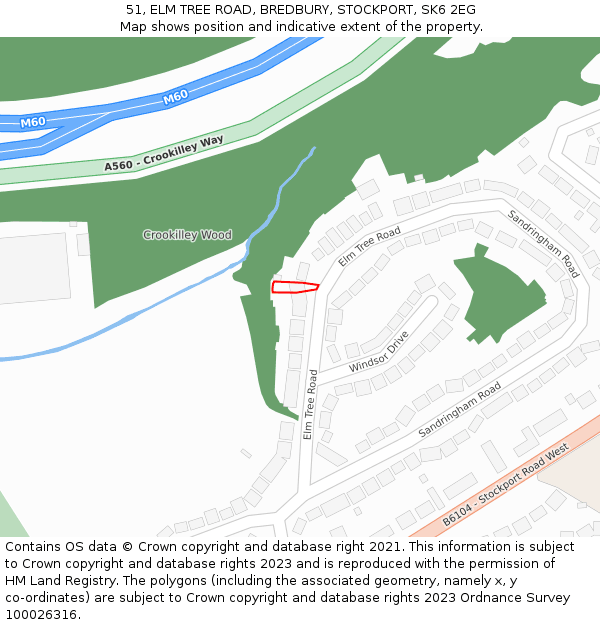 51, ELM TREE ROAD, BREDBURY, STOCKPORT, SK6 2EG: Location map and indicative extent of plot