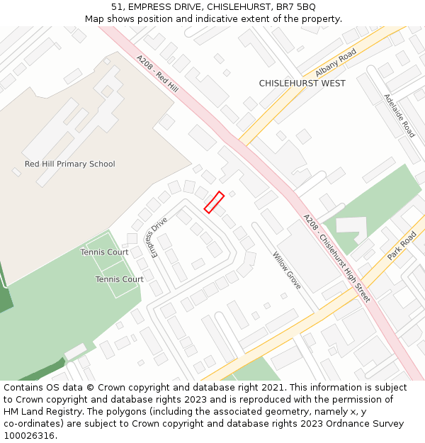 51, EMPRESS DRIVE, CHISLEHURST, BR7 5BQ: Location map and indicative extent of plot