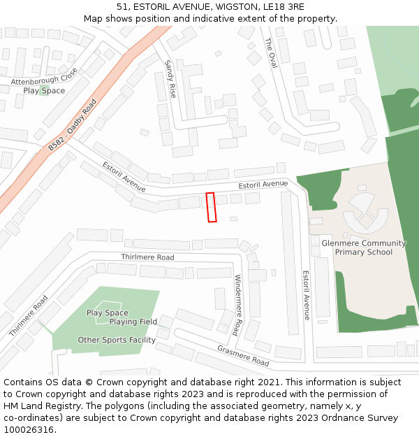 51, ESTORIL AVENUE, WIGSTON, LE18 3RE: Location map and indicative extent of plot