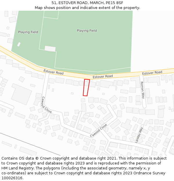 51, ESTOVER ROAD, MARCH, PE15 8SF: Location map and indicative extent of plot