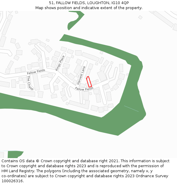 51, FALLOW FIELDS, LOUGHTON, IG10 4QP: Location map and indicative extent of plot