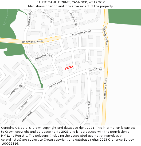 51, FREMANTLE DRIVE, CANNOCK, WS12 2GZ: Location map and indicative extent of plot