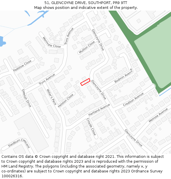 51, GLENCOYNE DRIVE, SOUTHPORT, PR9 9TT: Location map and indicative extent of plot