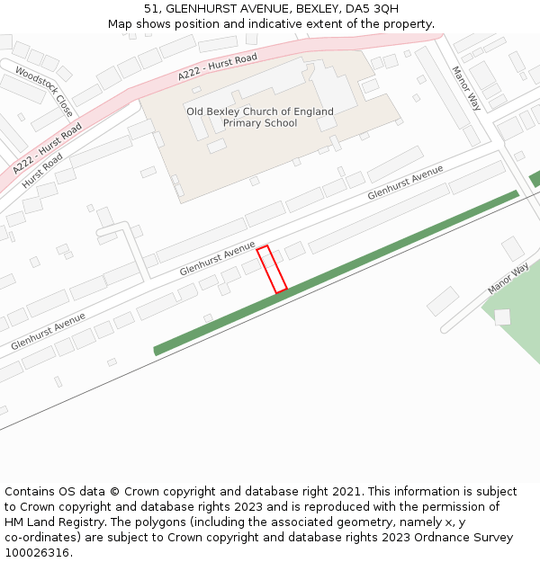 51, GLENHURST AVENUE, BEXLEY, DA5 3QH: Location map and indicative extent of plot