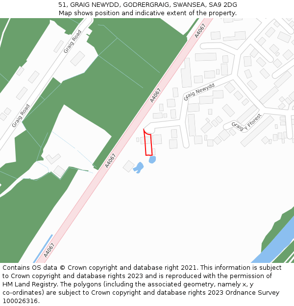 51, GRAIG NEWYDD, GODRERGRAIG, SWANSEA, SA9 2DG: Location map and indicative extent of plot