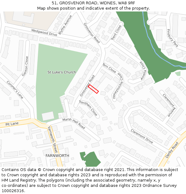 51, GROSVENOR ROAD, WIDNES, WA8 9RF: Location map and indicative extent of plot