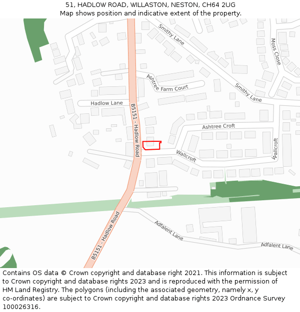 51, HADLOW ROAD, WILLASTON, NESTON, CH64 2UG: Location map and indicative extent of plot