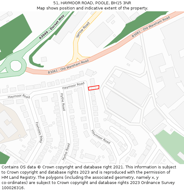 51, HAYMOOR ROAD, POOLE, BH15 3NR: Location map and indicative extent of plot